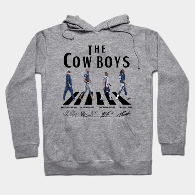 Cowboys Walking Abbey Road Signatures Football Hoodie by Emilied